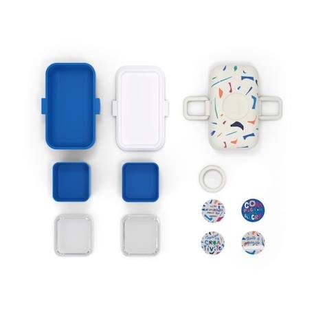 Lunch Box Enfant - Boîte Repas et/ou Goûter 3 Compartiments - Idéal Ecole/Parc - Sans BPA - MB Tresor bleu Terrazzo - MONBENTO BLANC 3 - vertbaudet enfant 