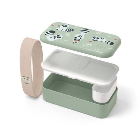 Bento box enfant - Lunch Box 1 Compartiment - Idéal pour Travail/Ecole - Made In France - MB Foodie vert Raccoon - MONBENTO BLANC 4 - vertbaudet enfant 