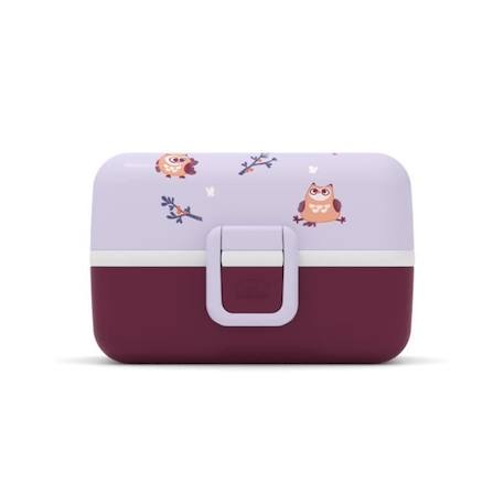 Lunch Box Enfant - Boîte Repas et/ou Goûter 3 Compartiments - Idéal Ecole/Parc - Sans BPA - MB Tresor mauve Owly - MONBENTO BLANC 2 - vertbaudet enfant 