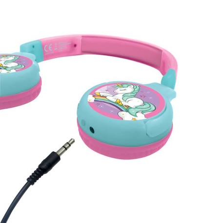 Casque Licorne 2 en 1 Bluetooth® et Filaire confortable et pliable pour enfants avec limitation de son ROSE 3 - vertbaudet enfant 