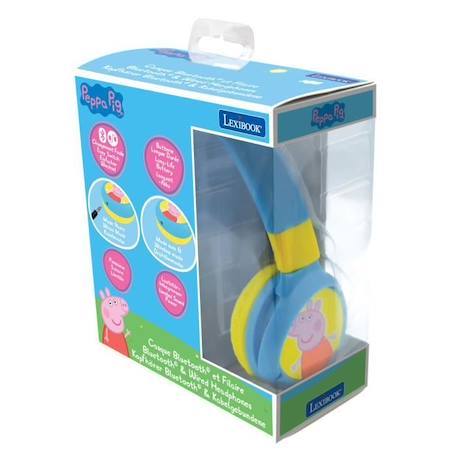 Casque Peppa Pig Bluetooth® et Filaire pour enfants - LEXIBOOK - Volume  limité à 85 dB bleu - Lexibook