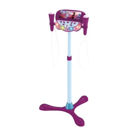 Microphone La Reine des Neiges 2 sur pied ajustable lumineux avec enceinte, 2 micros et effets vocaux - LEXIBOOK VIOLET 2 - vertbaudet enfant 