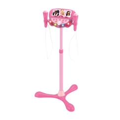 Jouet-Multimédia-micro-karaoké-Microphone Barbie sur pied ajustable lumineux avec enceinte, 2 Micros et Effets vocaux