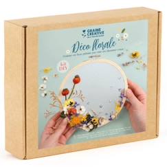 -Kit DIY déco - Broderie fleurs séchées - Ø 18 cm