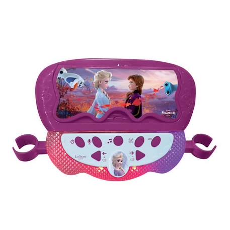 Microphone La Reine des Neiges 2 sur pied ajustable lumineux avec enceinte, 2 micros et effets vocaux - LEXIBOOK VIOLET 3 - vertbaudet enfant 