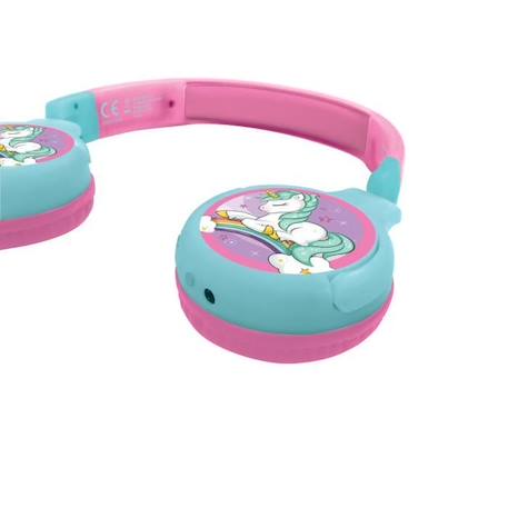 Casque Licorne 2 en 1 Bluetooth® et Filaire confortable et pliable pour enfants avec limitation de son ROSE 2 - vertbaudet enfant 