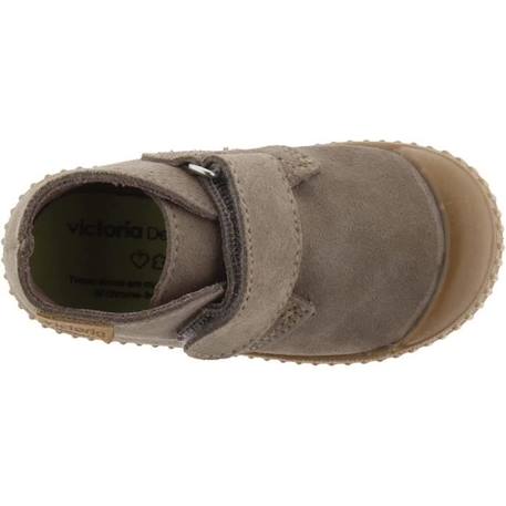 Basket Montante Enfant Victoria - Marine - Scratch - Daim-Nubuck - Couleur Taupe - Confort Exceptionnel MARRON 3 - vertbaudet enfant 