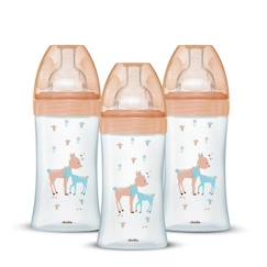 Lot de 3 Biberons DODIE Anti-Colique Sensation+ - Verre - 270ml - 0-6 Mois - Tétine plate - Débit 2  - vertbaudet enfant