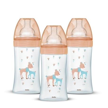 Lot de 3 Biberons DODIE Anti-Colique Sensation+ - Verre - 270ml - 0-6 Mois - Tétine plate - Débit 2 BEIGE 1 - vertbaudet enfant 