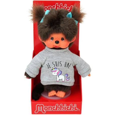 Bandai - Peluche monchhichi licorne 20 cm GRIS 2 - vertbaudet enfant 