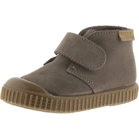 Basket Montante Enfant Victoria - Marine - Scratch - Daim-Nubuck - Couleur Taupe - Confort Exceptionnel MARRON 4 - vertbaudet enfant 