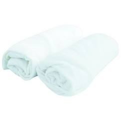 Linge de maison et décoration-Drap housse bébé DOMIVA - Jersey - Blanc - 60 x 120 cm - Lot de 2