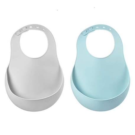 BEABA, Lot de 2 bavoirs silicone light mist/airy green VERT 2 - vertbaudet enfant 