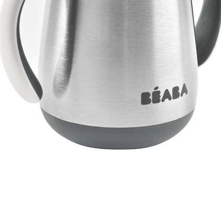 BEABA, Biberon/Tasse d'apprentissage/Gourde Bébé 2 en 1, Tasse Paille Enfant, Inox 100% étanche, Anti-fuite, 250ml, Gris minéral GRIS 6 - vertbaudet enfant 