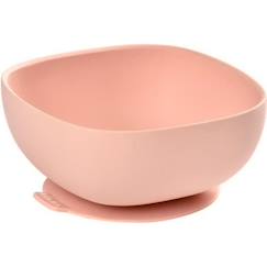 Puériculture-Repas-Bol ventouse silicone BEABA - Rose - Pour bébé de 6 mois et plus - Antidérapant et ergonomique