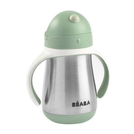 BEABA, Biberon/Tasse d'apprentissage/Gourde Bébé 2 en 1, Tasse Paille Enfant, Inox 100% étanche, Anti-fuite, 250ml, Vert sauge VERT 1 - vertbaudet enfant 