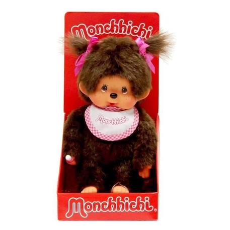 Monchhichi Peluche Fille Bavoir Rose et blanc 20 cm - 25555 BLANC 2 - vertbaudet enfant 