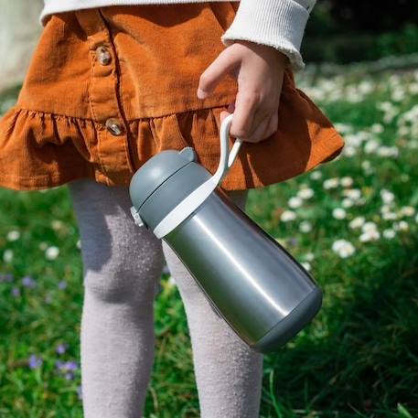 Gourde inox 350 ml BEABA pour enfants avec anse - pour apprendre à boire sans tétine ni paille - Gris minéral GRIS 5 - vertbaudet enfant 