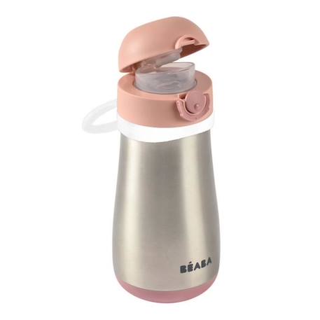 BEABA, Gourde inox 350 ml + anse - old pink ROSE 2 - vertbaudet enfant 