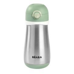 Puériculture-Repas-BEABA, Gourde inox 350 ml avec anse, Vert sauge