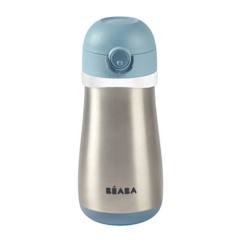 Puériculture-Repas-BEABA, Gourde inox 350 ml + anse - windy blue