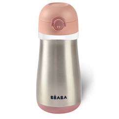 Puériculture-Repas-Vaisselle, coffret repas-BEABA, Gourde inox 350 ml + anse - old pink