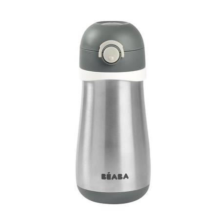 Gourde inox 350 ml BEABA pour enfants avec anse - pour apprendre à boire sans tétine ni paille - Gris minéral GRIS 6 - vertbaudet enfant 