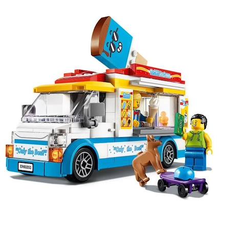 LEGO® City 60253 Le camion de la marchande de glaces, Kit de Construction Jouet Enfants 5 ans et + avec Mini-figurine de chien BLEU 3 - vertbaudet enfant 