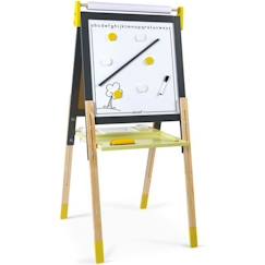 Jouet-Activités artistiques et musicales-Tableaux, dessin et peinture-Tableau Enfant Double Face en Bois JANOD - Réglable - Gris et Jaune - Dès 3 Ans