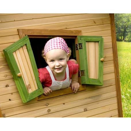 Maisonnette en bois Robin avec toboggan rouge pour enfants | AXI MARRON 3 - vertbaudet enfant 