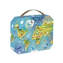 Jouet-Jeux éducatifs-Puzzles-Janod - Puzzle Monde 100 Pièces - Puzzle Enfant - Développe la Patience et la Dextérité - Fabrication Française - Dès 6 ans