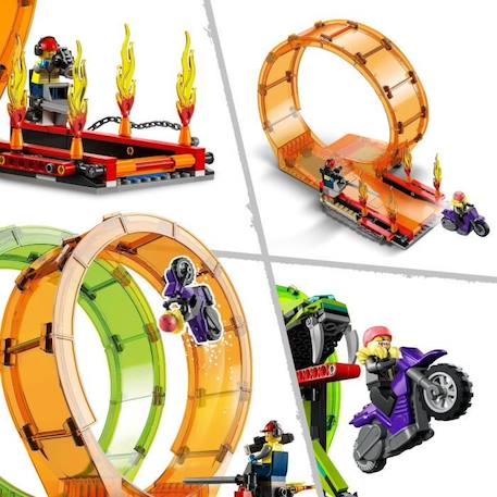 LEGO 60339 City Stuntz L’Arène de Cascade avec Double Looping, Monster Truck Jouet, avec Moto, Figurine Cascadeur, Enfants Dès 7 ORANGE 3 - vertbaudet enfant 