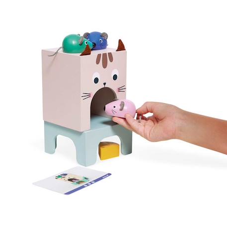 Jeu éducatif JANOD - Gamme Pédagogie - Se Repérer Dans L'Espace - Chat Et Souris - 6 Accessoires Et 12 Cartes BEIGE 4 - vertbaudet enfant 