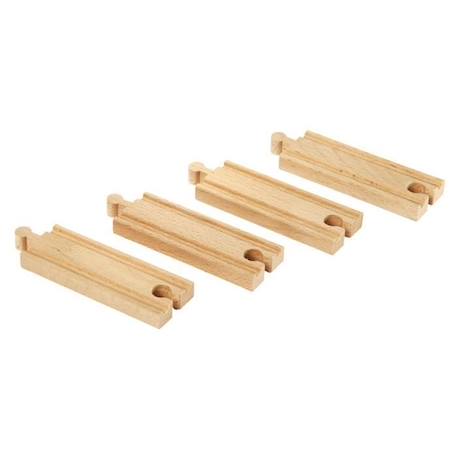 Rails Courts Droits - BRIO - Lot de 4 rails en bois de hêtre - Mixte - 3 ans et plus BEIGE 3 - vertbaudet enfant 