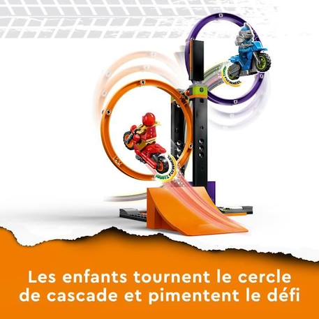 LEGO® City Stuntz 60360 Le Défi de Cascade : les Cercles Rotatifs, Jouet Moto pour 1 ou 2 Joueurs ORANGE 5 - vertbaudet enfant 