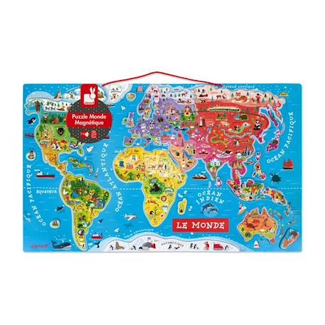 Puzzle Monde Magnétique en bois - Janod - 92 pièces - Dès 7 ans VERT 2 - vertbaudet enfant 