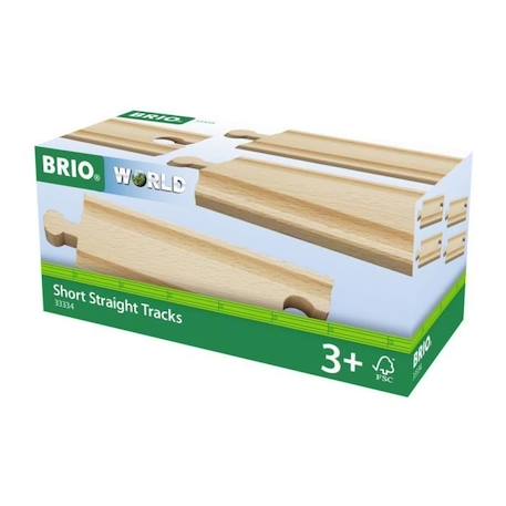 Rails Courts Droits - BRIO - Lot de 4 rails en bois de hêtre - Mixte - 3 ans et plus BEIGE 5 - vertbaudet enfant 