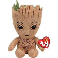 Jouet-Peluche Groot 15 cm - TY - Marvel Beanie Babies - Marron - Dès 3 Ans