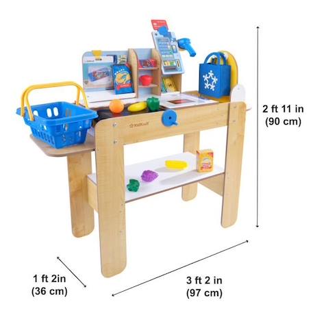 Caisse de supermarché en bois KIDKRAFT avec caisse enregistreuse et 30 accessoires inclus BLEU 6 - vertbaudet enfant 