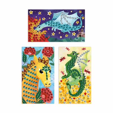 Kit loisir créatif enfant - Janod - Les Ateliers Du Calme - Sequins À Coller Dragons - Dès 6 ans BLEU 2 - vertbaudet enfant 