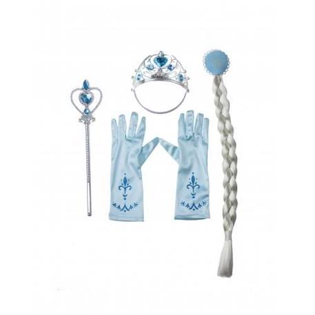 Déguisement Princesse des Glaces - PARTY PRO - Couronne, Baguette, Gants et Tresse de Cheveux - Bleu BLEU 2 - vertbaudet enfant 