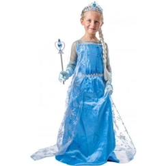 Déguisement Princesse des Glaces - PARTY PRO - Couronne, Baguette, Gants et Tresse de Cheveux - Bleu  - vertbaudet enfant