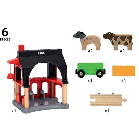 BRIO World - 36012 - Grange des animaux - Accessoire pour circuit de train en bois - Jouet pour garçons et filles dès 3 ans BLANC 3 - vertbaudet enfant 