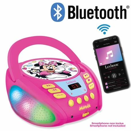 Lecteur CD Bluetooth Minnie avec effets lumineux ROSE 2 - vertbaudet enfant 