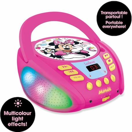 Lecteur CD Bluetooth Minnie avec effets lumineux ROSE 4 - vertbaudet enfant 