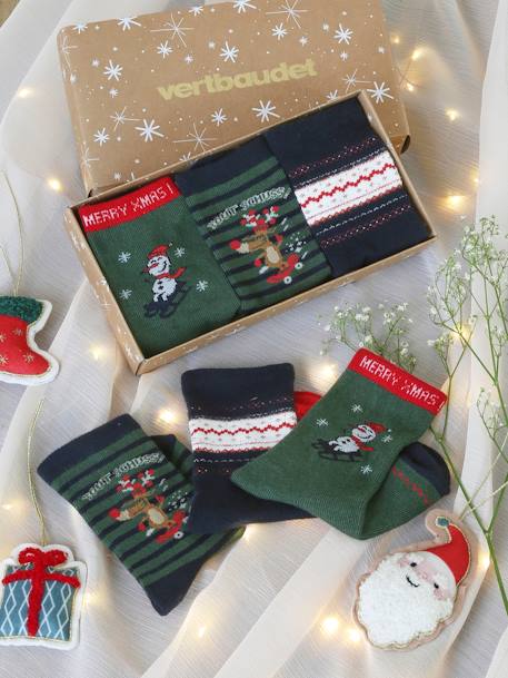 Garçon-Coffret de 3 paires de mi-chaussettes Noël garçon