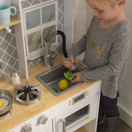 KidKraft -Cuisine en bois pour enfant Let’s Cook blanche avec son et lumière - four et micro-ondes inclus BLANC 3 - vertbaudet enfant 