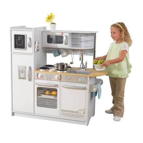 KidKraft - Cuisine en bois pour enfant Uptown Blanche, four, micro-ondes, téléphone et accessoires inclus BLANC 2 - vertbaudet enfant 