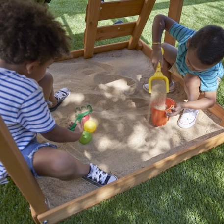 KidKraft - Aire de jeux portique en bois Ainsley Fort avec toboggan, bac à sable et balançoires - FSC JAUNE 5 - vertbaudet enfant 