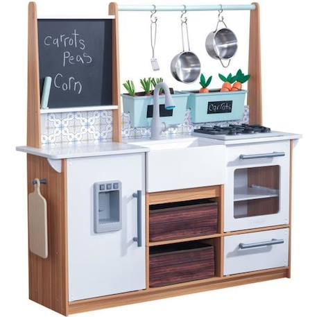 KidKraft - Cuisine en bois pour enfant Farmhouse Play, son et lumière, four et distributeur de glaçons, 18 accessoires inclus BLANC 1 - vertbaudet enfant 